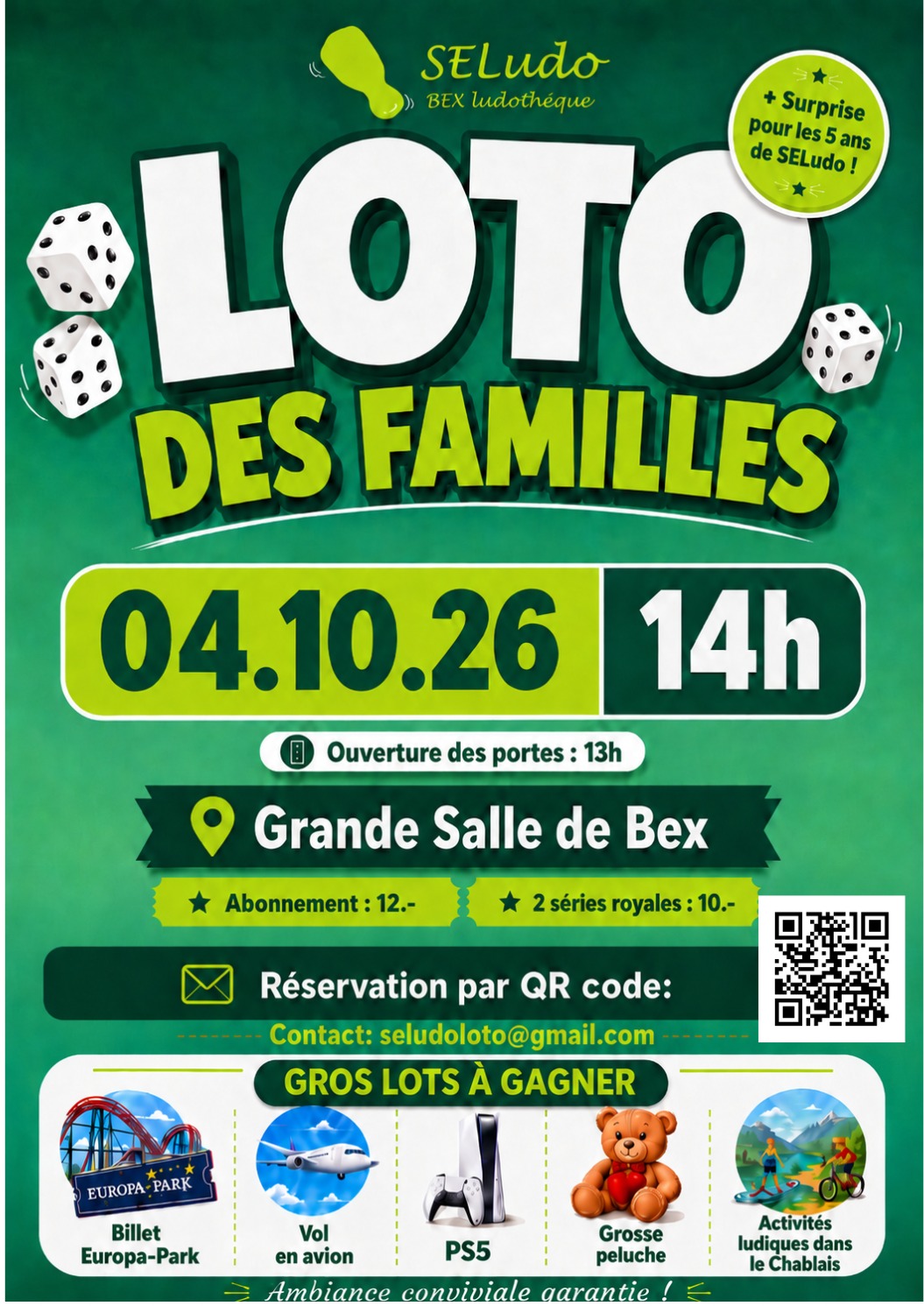 Flyer loto des familles, Grande salle de Bex, 4 octobre 2026 - 14h, grande salle de Bex