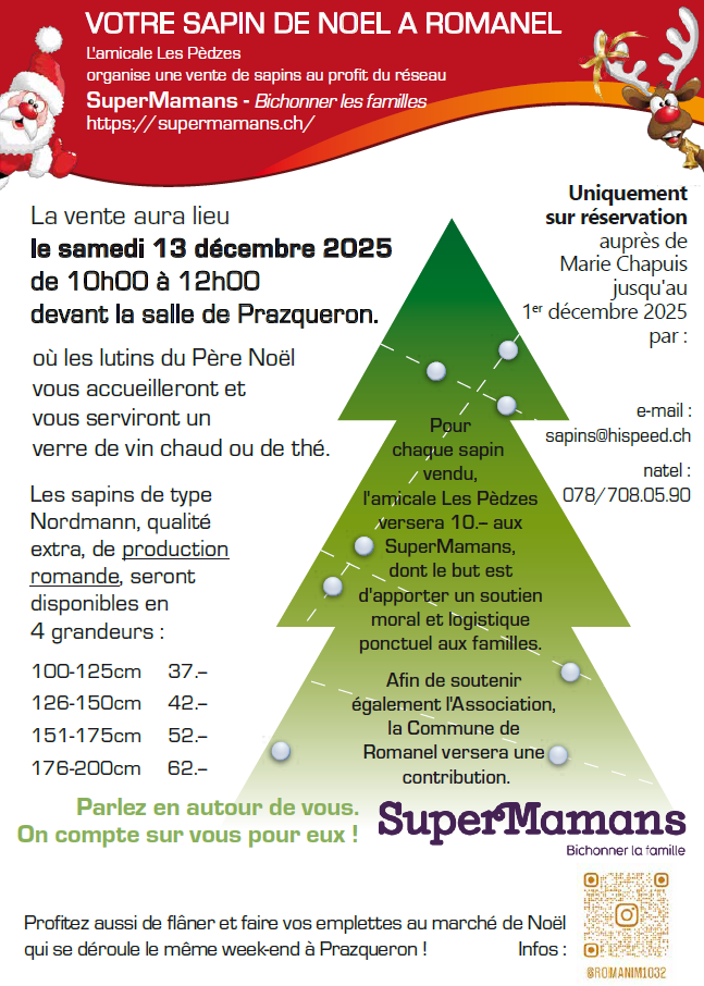 Votre sapin a Romanel au profit des supermamans